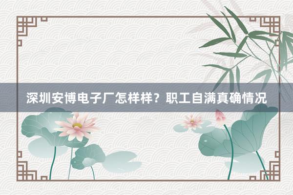 深圳安博电子厂怎样样？职工自满真确情况